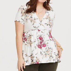3X Plus Size Torrid Super Soft Surplice Babydoll Top Floral Spring Summer shirt